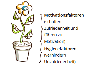 Photo einer gemalten Blume mit Motivations- und Hygienefaktorenfaktoren.
